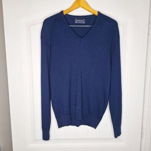 Vintage Robert Bruce V Neck Sweater Men's Size XL Blue Made in USA